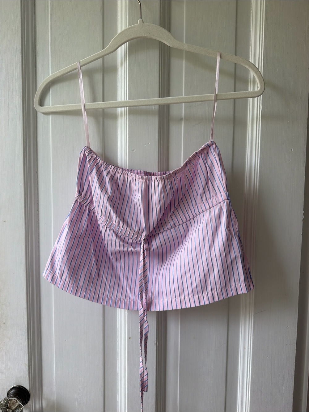 Edikted Pink and Blue Striped Tie-Front Cami